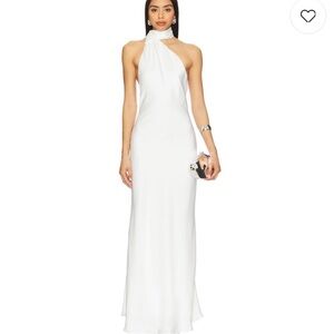 Misha Strapless Satin Dress in Ivory
